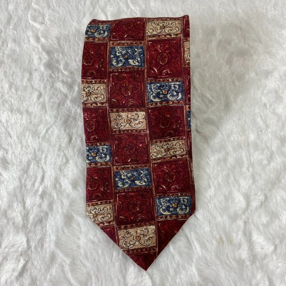 Vintage Bill Blass USA 100% Silk Necktie Tie Geometric Abstract Artsy Pattern - Picture 3 of 5